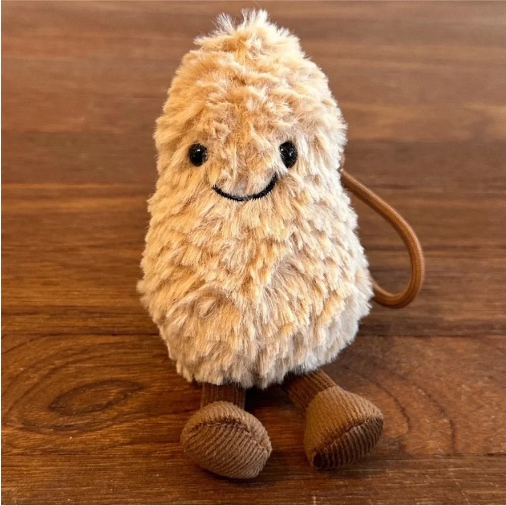 Brown Peanut Plush Keychain Bag Charm 6” Cute Kawaii Soft Stuffed Pendant New